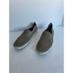 SKECHERS Women’s Sepulveda Blvd Taupe Laser Cut Round Toe Slip On Shoe Sz 9